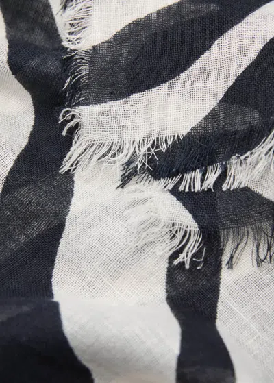 Mango Zebra Linen Mix Scarf Black