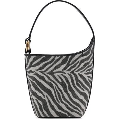 Mango Zebra Print Bucket Bag In Black