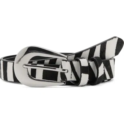 Mango Zebra Print Calf Hair Belt In Black