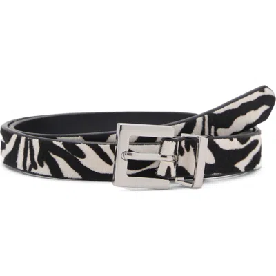 Mango Zebra Print Genuine Calf Hair In Black