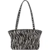 Mango Zebra Print Genuine Calf Hair Satchel In Black