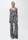 Mango Zebra Stripe Straight Leg Pants In Black