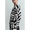 Mango Zebra Print Sweater In Black
