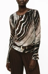Mango Zebra Print Top In Black