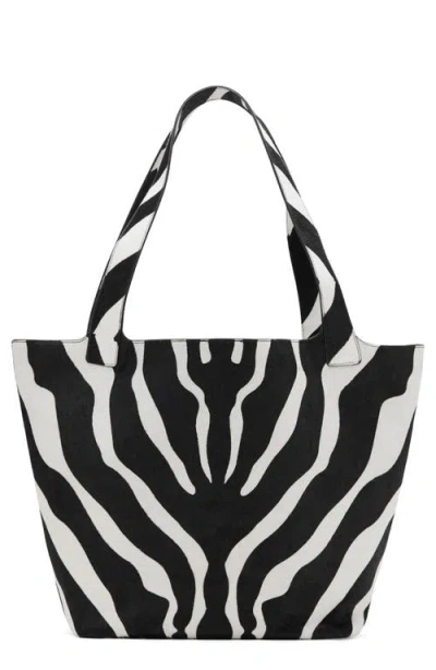 Mango Zebra Stripe Genuine Calf Hair & Leather Tote In Multi