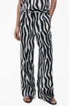 Mango Zebra Stripe Straight Leg Pants In Black