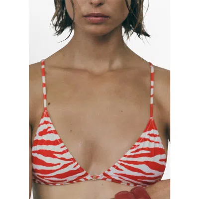 Mango Zebra Triangle Bikini Top In Multi