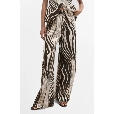 MANGO MANGO ZEBRAPRINT LINEN & COTTON STRAIGHT LEG PANTS