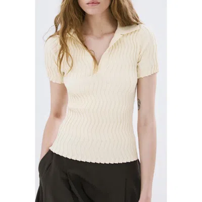 Mango Zigzag Rib Polo Sweater In Neutral