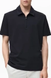 Mango Zip Cotton Blend Polo In Black