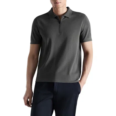 Mango Zip Cotton Blend Polo In Gray