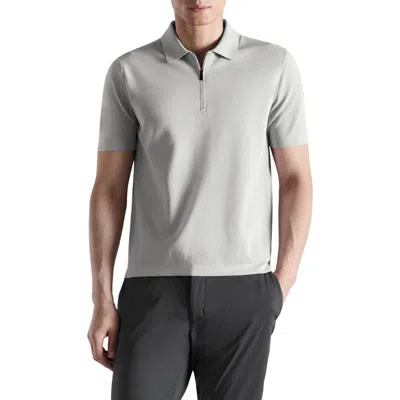 Mango Zip Cotton Blend Polo In Gray