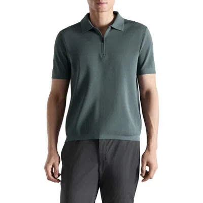 Mango Zip Cotton Blend Polo In Green