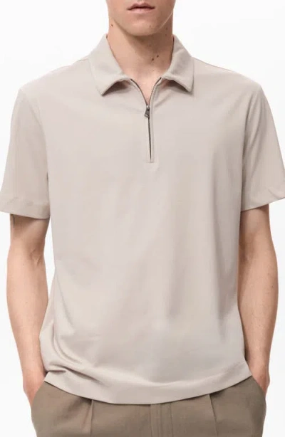 Mango Zip Cotton Blend Polo In Neutral