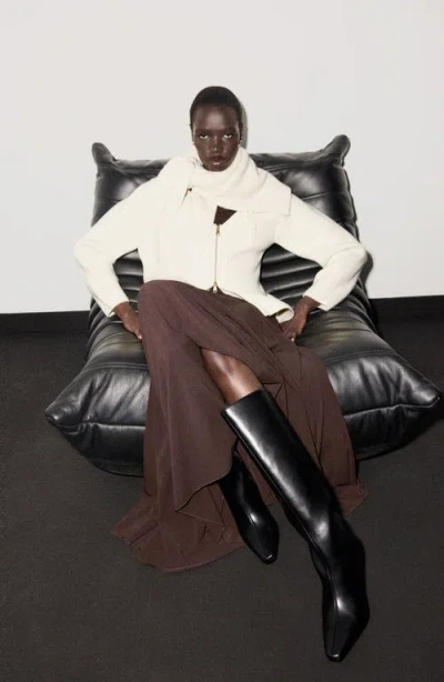 Mango Zip Front Cardigan In Brown