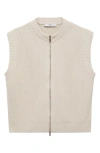 Mango Zip Front Vest In Neutral