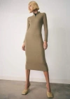 Mango Vladi Quarter Zip Long Sleeve Midi Sweater Dress In Khaki