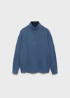 Mango Zip Neck Jumper Blue In Blue