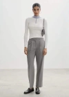 Mango Zip Neck Jumper Ecru In Ecru
