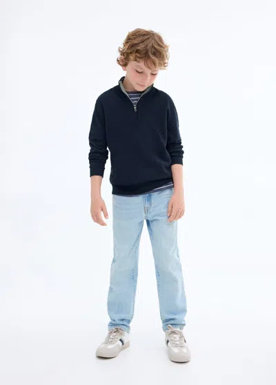 Mango Kids' Zip Neck Jumper Navy In Blue