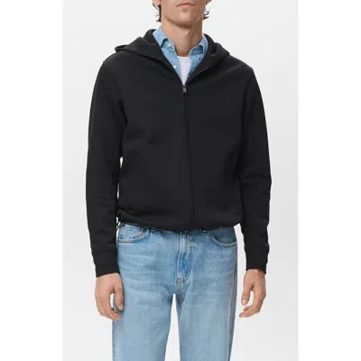 Mango Zip-up Hoodie In Black