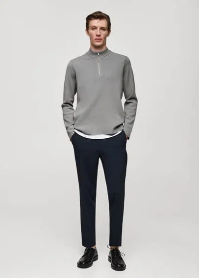 Mango Pull-over Col Montant Zip In Gris