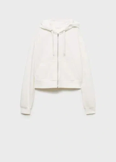 Mango Kids' Zipped Hoodie Off White In Blanc Cassé