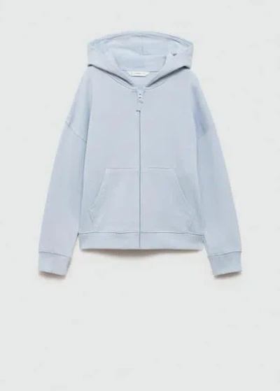 Mango Kids' Zipped Hoodie Sky Blue In Bleu Ciel