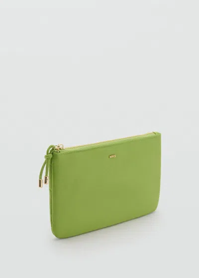 Mango Zipped Nylon Cosmetics Bag Lime In Green