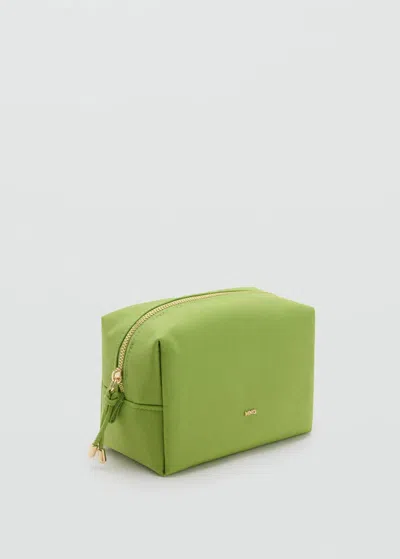 Mango Zipped Nylon Cosmetics Bag Lime In Green