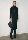 Shop Mango Combined Knitted Dress With Zip In Black