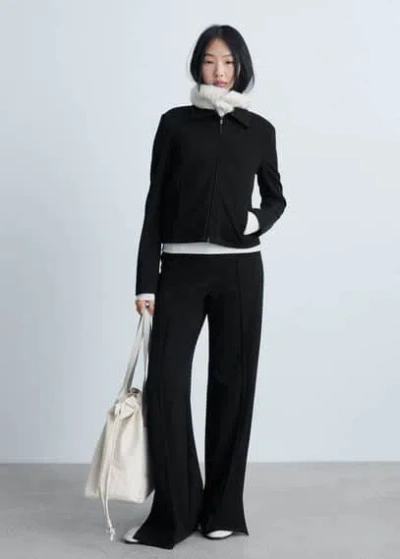 Mango Zipper Fitted Jacket Black