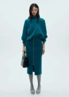 Mango Zipper Knit Midi Skirt Green In Green