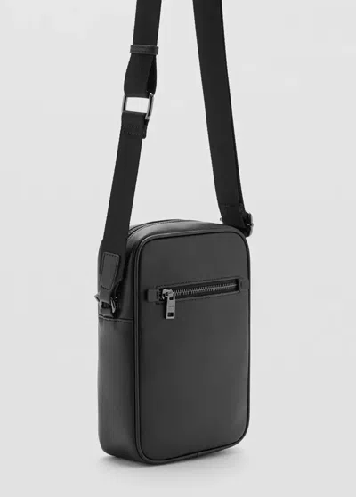 Mango Zipper Leather Bag In Black