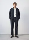 Mango Zip-up Modal Jacket In Navy