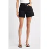 Mango Raw Hem Nonstretch Bermuda Shorts In Black