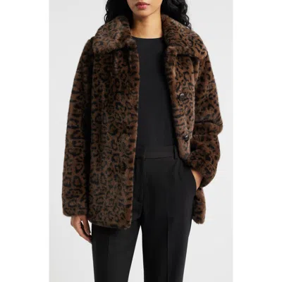 Mango Zurich Leopard Spot Faux Fur Coat In Multi
