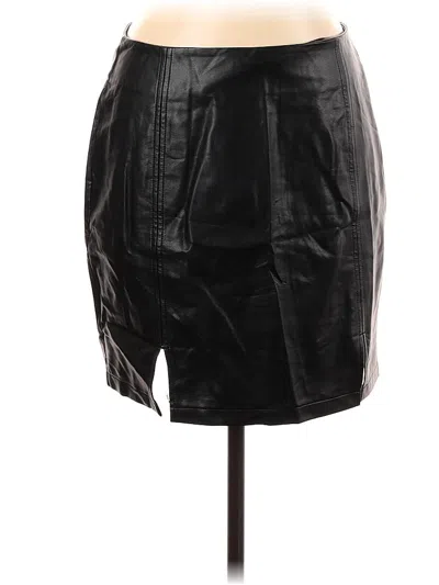 Pre-owned Mangopop Collection Faux Leather Skirt In Black