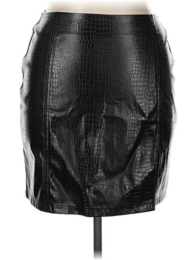Mangopop Collection Faux Leather Skirt In Black