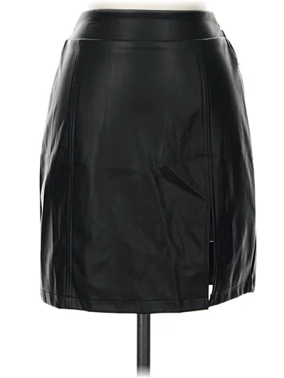 Pre-owned Mangopop Collection Faux Leather Skirt In Black