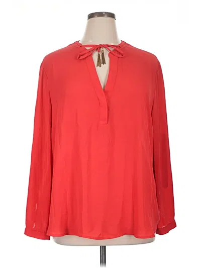 Pre-owned Mangopop Collection Long Sleeve Blouse In Red