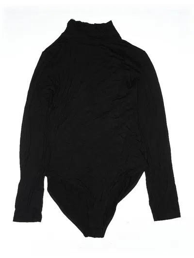 Pre-owned Mangopop Collection Long Sleeve Top Black Turtleneck Tops