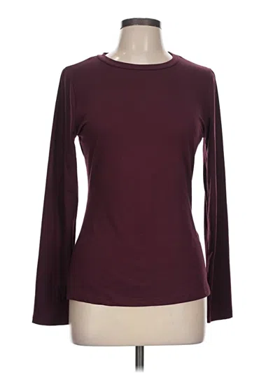 Pre-owned Mangopop Collection Long Sleeve Top Burgundy Boatneck Tops