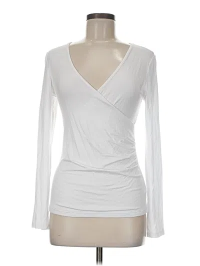 Pre-owned Mangopop Collection Long Sleeve Top White Plunge Neckline Tops