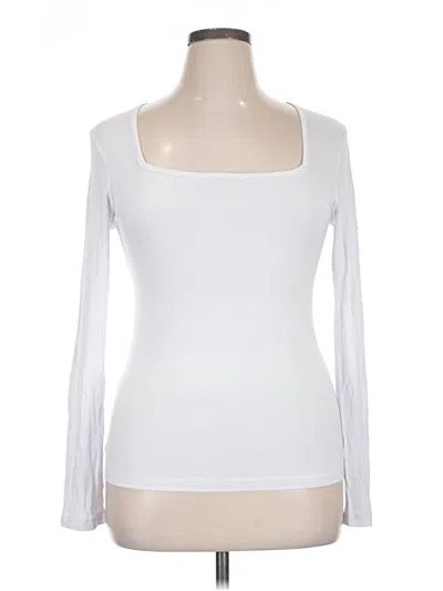 Pre-owned Mangopop Collection Long Sleeve Top White Square Neckline Tops