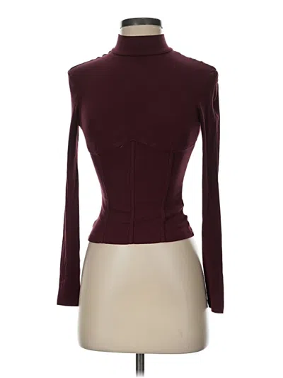 Pre-owned Mangopop Collection Long Sleeve Turtleneck In Burgundy