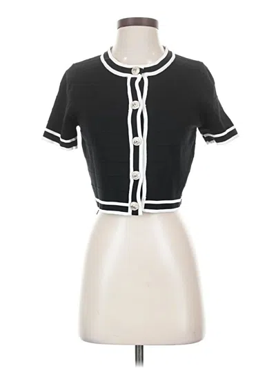 Pre-owned Mangopop Collection Short Sleeve Top Black Keyhole Neckline Tops
