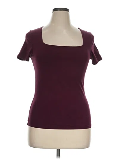 Pre-owned Mangopop Collection Short Sleeve Top Burgundy Sweetheart Neckline Tops