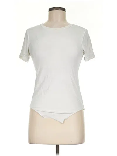 Pre-owned Mangopop Collection Short Sleeve Top Ivory Crew Neck Tops
