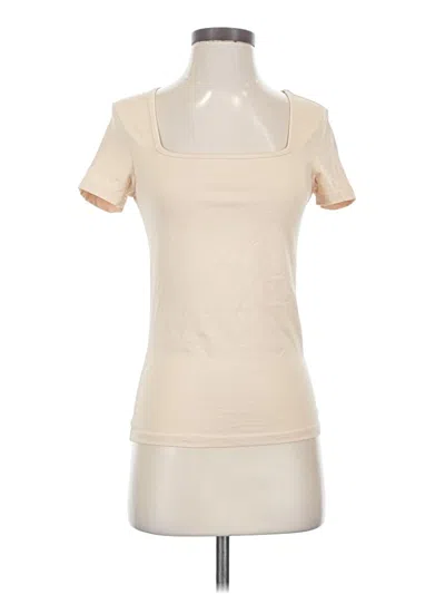 Pre-owned Mangopop Collection Short Sleeve Turtleneck In Ivory